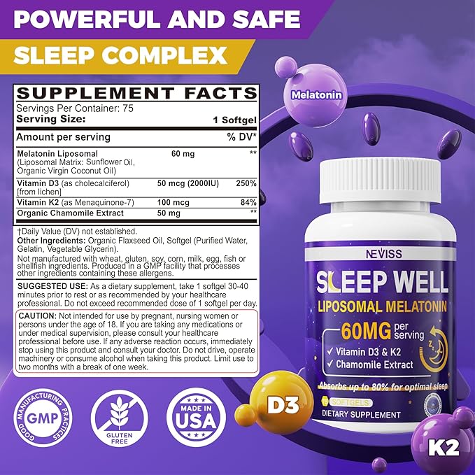 NEVISS L-Tyrosine Gummies &amp Melatonin 60mg for Adults Bundle