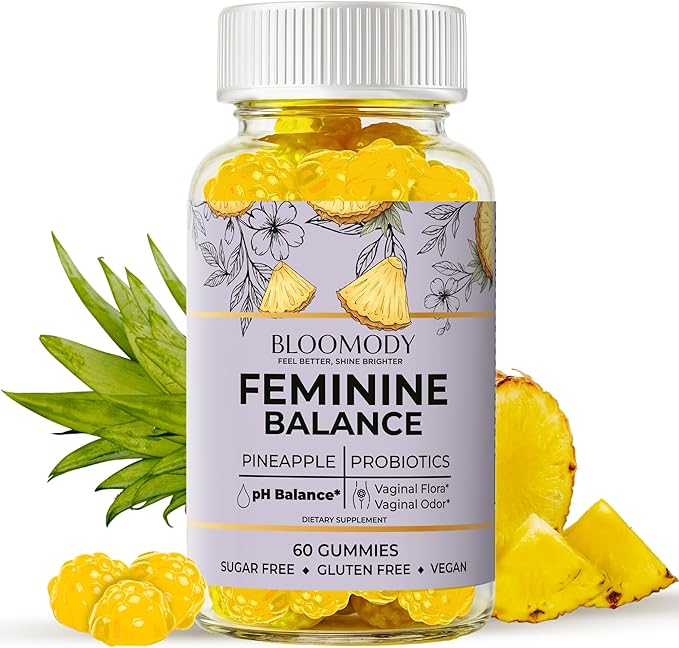 Probiotic Feminine Balance Gummies for Women - pH Balance &amp Vaginal Health Supplement with Cranberry Vitamin C - Natural Pineapple pH Balancing Gummy for Healthy Odor Hygiene Support