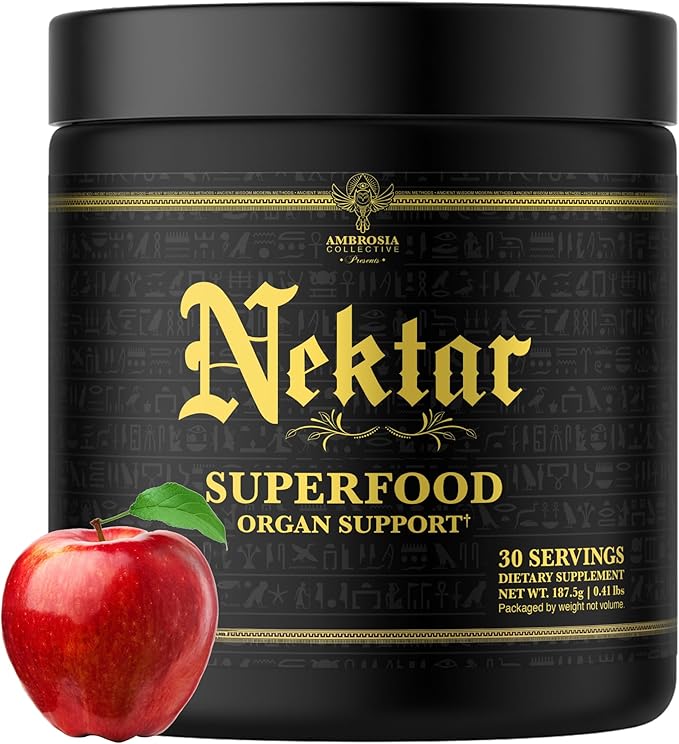 Ambrosia Nektar Superfood Powder | Cycle Support Supplement | Greens Powder Alternative | 13 Superfoods for Liver Kidney and Organ Support | 30 Servings | Apple Symphony