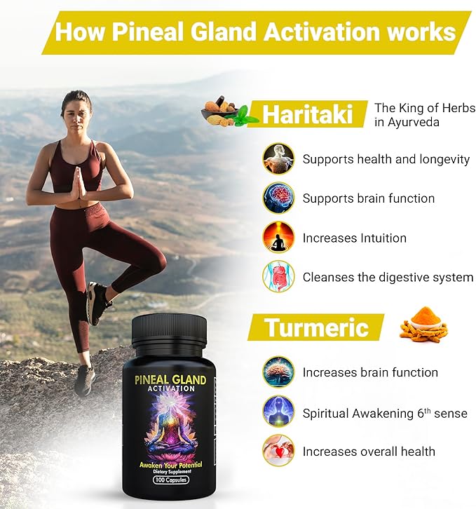 Pineal Gland Activation Supplement - Supports Decalcification Third Eye Awakening Intuition and Mental Clarity - 100 Vegan Capsules