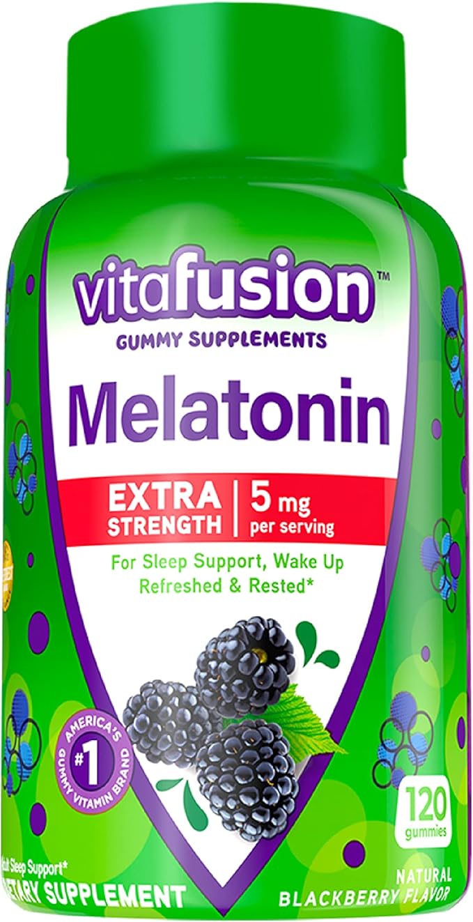 Vitafusion Max Strength Melatonin Gummy Supplements &amp Extra Strength Melatonin Gummy Vitamins 5mg 120 ct Gummies