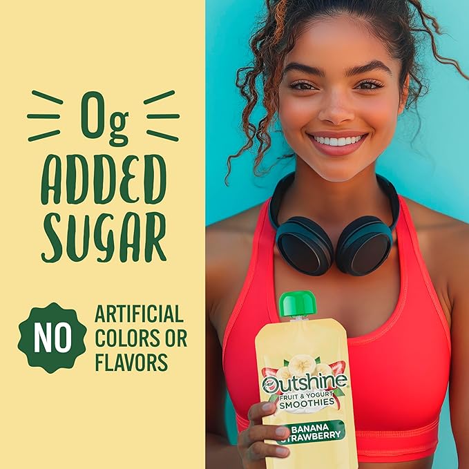 Outshine Fruit &amp Yogurt Smoothie Banana Strawberry Smoothie Pouch On The Go Snack 24PK