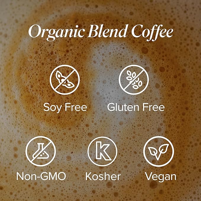Organic Blend Ground Coffee - Made from 100% Arabic Beans Infused with MCTs &amp Trace Minerals - 12 Oz