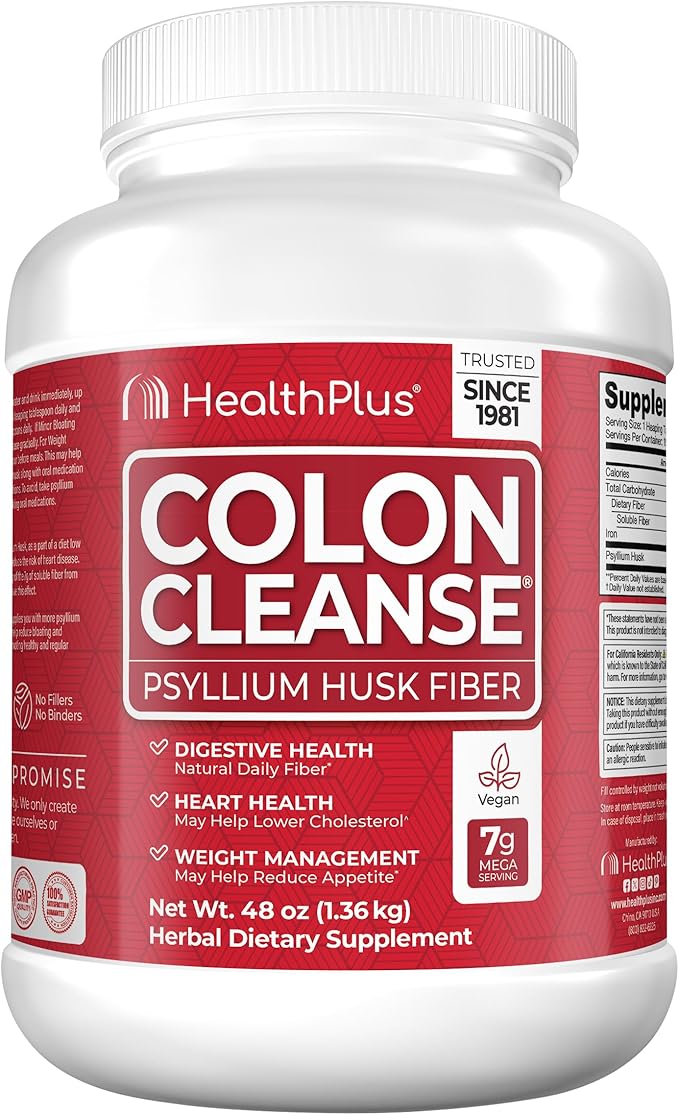 Health Plus Colon Cleanse Digestive Support | All Natural Daily Fiber for Toxin Elimination To Reduce Bloating | Supports Heart Health | 48 Ounces 194 Servings