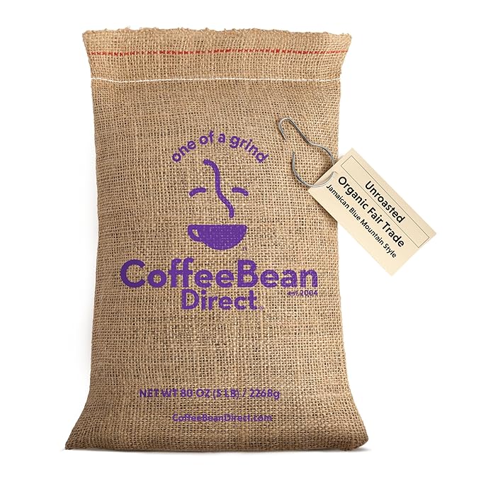 Coffee Bean Direct Unroasted Organic Fair Trade Jamaican Blue Mountain Style 5 Pound (Pack of 1)