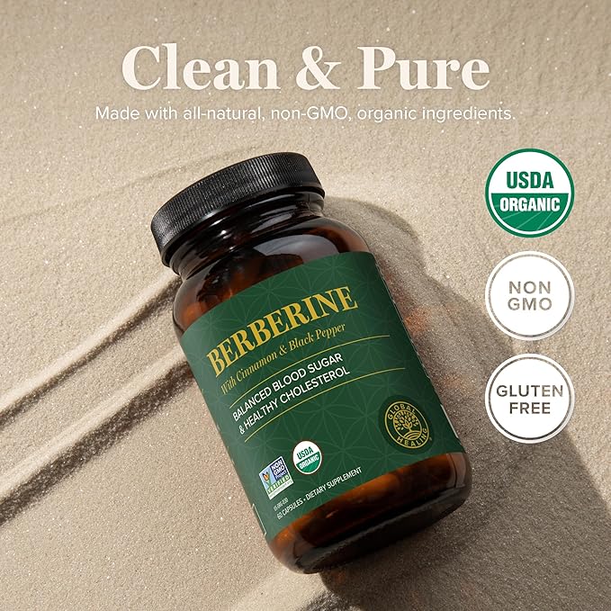 Global Healing Center - Organic Berberine (Berberina) with Ceylon Cinnamon &amp Black Pepper 1200 mg- Extra Strength Berberine Supplement &amp Complex for Weight Loss (60 Capsules)