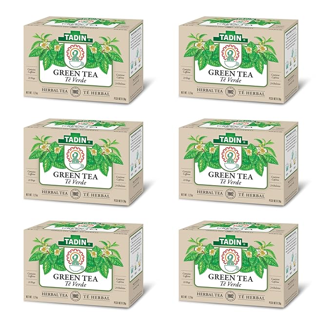 Tadin Green Tea Herbal Tea Green Tea Bags Caffeinated Tea Tea Bags Individually Wrapped 24 Tea Bags Pack of 6