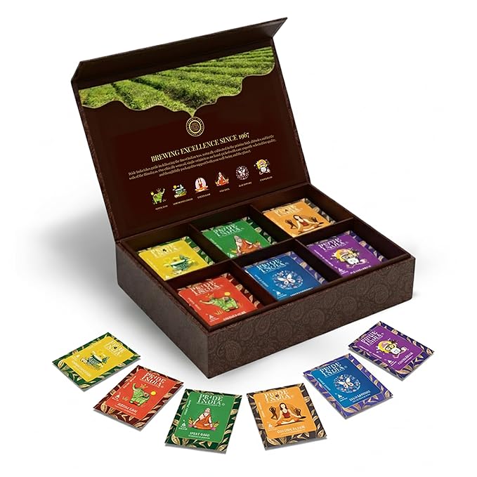 Pride Of India - Natural Herbal Tea Chest - 72 Tea Bags Assorted - Hand packed Best for Gifting Holidays Tea Parties Corporate/Restaurant Use - Healthy Supplemental Teas Beautiful Box &amp Clear