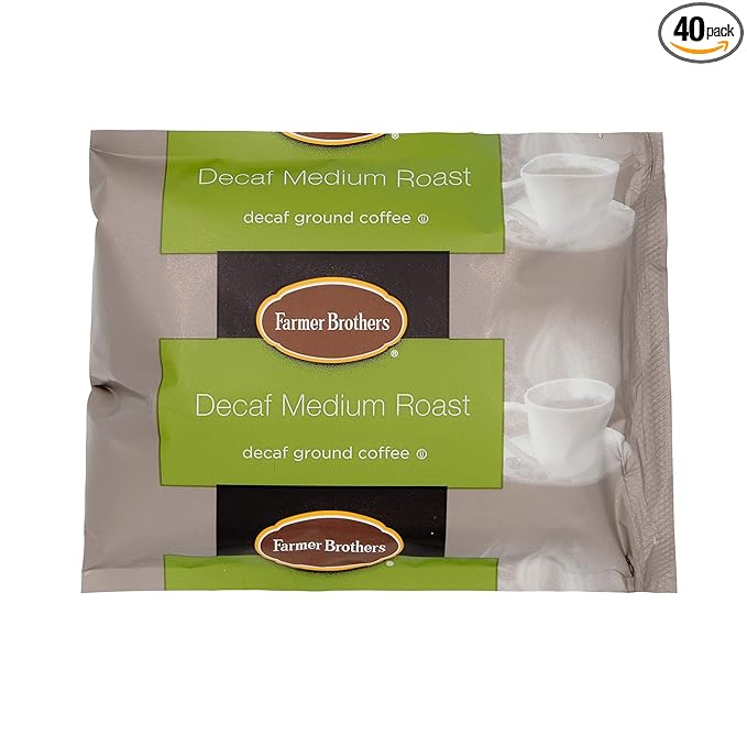 Farmer Brothers Coffee - Ground Medium Roast Decaf 2 Oz Portion Packs (Bulk 40 Pack - $1.38 cost per pack)