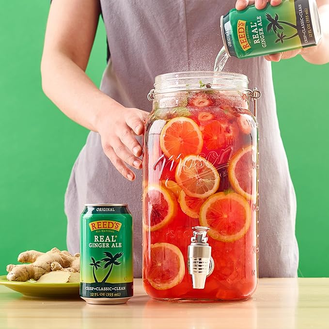 Reed's Real Ginger Ale - Made with Pressed Organic Ginger - Crisp Classic Taste - 12oz Slim Cans 24 Pack