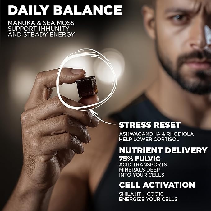 Performance Shilajit Gummies with CoQ10 and Ashwagandha – Pure 7-in-1 Formula with 75% Fulvic Acid &amp 92+ Minerals – For Men &amp Women Energy Focus &amp Stress Support – 60 Sugar-Free Himalay