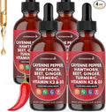 Cayenne Pepper Supplement Liquid Drops + Hawthorn Berry Vitamin D3 K2 Beet Root Powder Ceylon Cinnamon Turmeric Curcumin Organic Panax Ginseng - 8 OZ