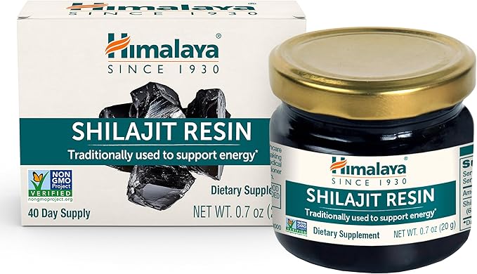 Himalayan Shilajit Resin Energy Superfood 60% Fulvic Acid Non-GMO 0.7 oz (20g) Jar 40-Day Supply