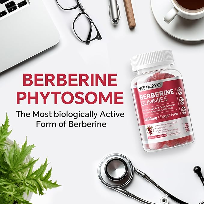 Berberine Supplement 1500mgSugar Free Berberine with Ceylon Cinnamon GummiesChromiumTurmeric Fenugreek for Naturally Metabolism Balanced Berberine HCl from Indian Barberry Extract 120 Cts