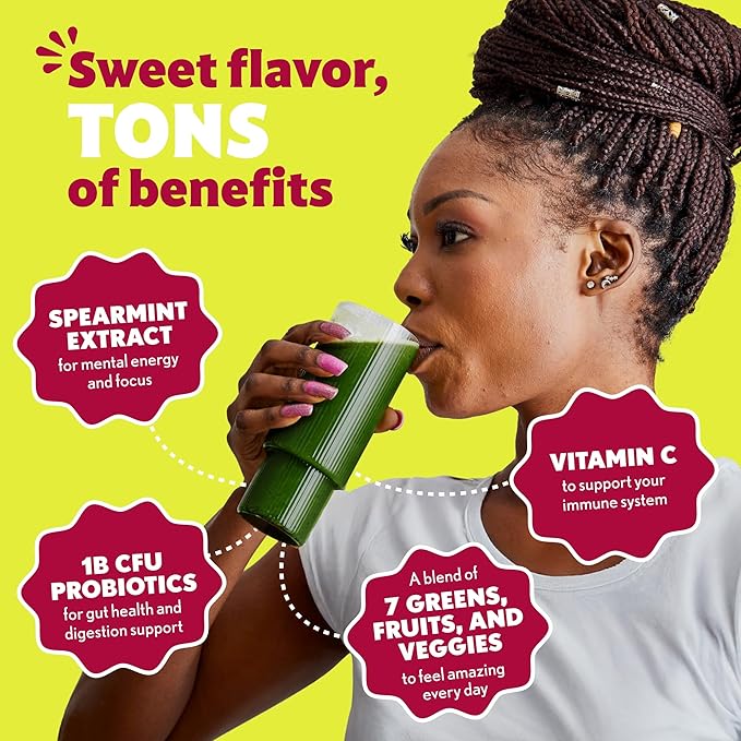 Amazing Grass Sweet Greens and Superfoods Powder for Digestive Health Greens Powder Digestive Enzymes Probiotics Spirulina Chlorella Tropical Lime 30 Servings