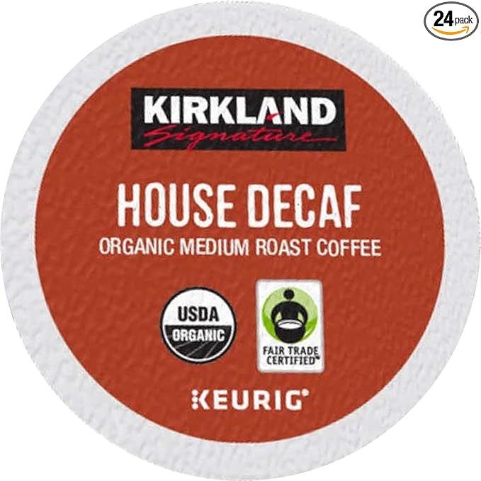 Kirkland Signature Organic House Decaf Coffee K Cups Plus Basicos Coaster (24Pods House Decaf)