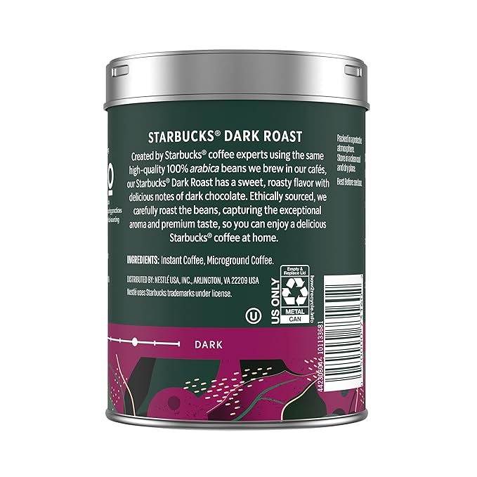 Starbucks Premium Instant Coffee Dark Roast Coffee Arabica Beans Three 3.17 oz Tins (Pack of 2)