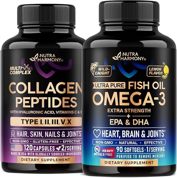Collagen Peptides Capsules &amp Omega 3 Fish Oil Softgels