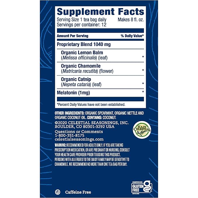 Celestial Seasonings TeaWell Herbal Tea Sleep with Melatonin Chamomile Mint Caffeine Free Wellness Tea 12 Tea Bags (Pack of 6)