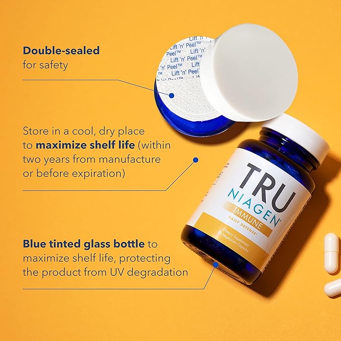 TRU NIAGEN Immune Support Supplement - Daily Defense - Vitamin C from Fermentation Vegan Vitamin D3 2000 IU Zinc Plus Theracurmin (Curcumin) + Multi Award-Winning NAD Boosting Niagen 150mg 30ct