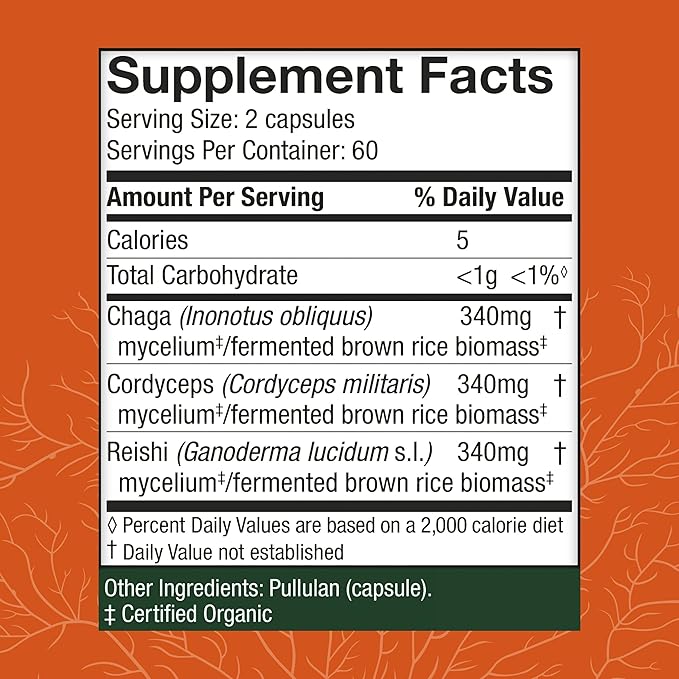 Host Defense Breathe* Capsules - Immune &amp Respiratory Support Mushroom Supplement - Herbal Lung Health Supplement with Chaga Reishi &amp Cordyceps - 120 Capsules (60 Servings)*