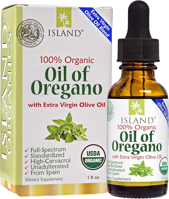 Oil of Oregano Organic Liquid Drops (1 fl oz) - Blend of Organic Oregano Oil &amp Olive Oil Grown in Spain