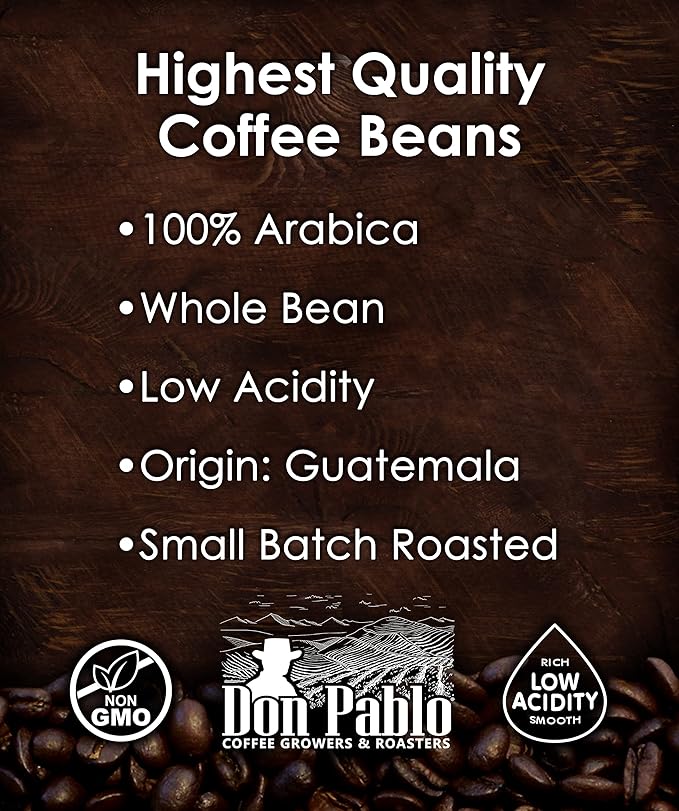 3LB Pablo's Pride Guatemala - Medium-Dark Roast - Whole Bean Coffee - Low Acidity - 3 Pound (3 lb) Bag