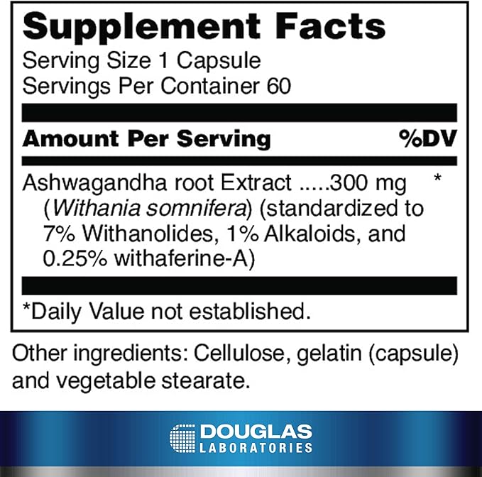 Douglas Laboratories Ayur-Ashwaganda (Indian Ginseng) | Ayurvedic Herb to Support Energy Production Mental and Physical Health | 60 Capsules