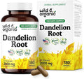 Wild &amp Organic Dandelion Root Capsules - Liver Supplement - 2000 mg of Fresh Dandelion Root Powder per Capsule - 180 Vegan Capsules - 6 Month Supply - No Fillers Non-GMO