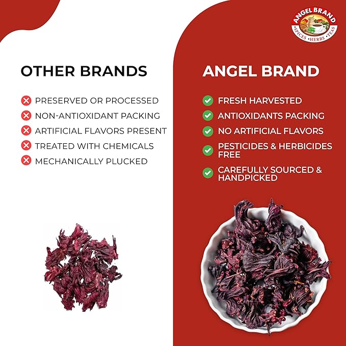 Angel Brand Dried Sorrel Hibiscus Flowers 1.5 lbs Pouch - Discover Rich Flavor &amp Aroma of Healthful Delights with Hibiscus Tea Loose Leaf - Enjoy Refreshing &amp Nutritious Beverages to Elevate