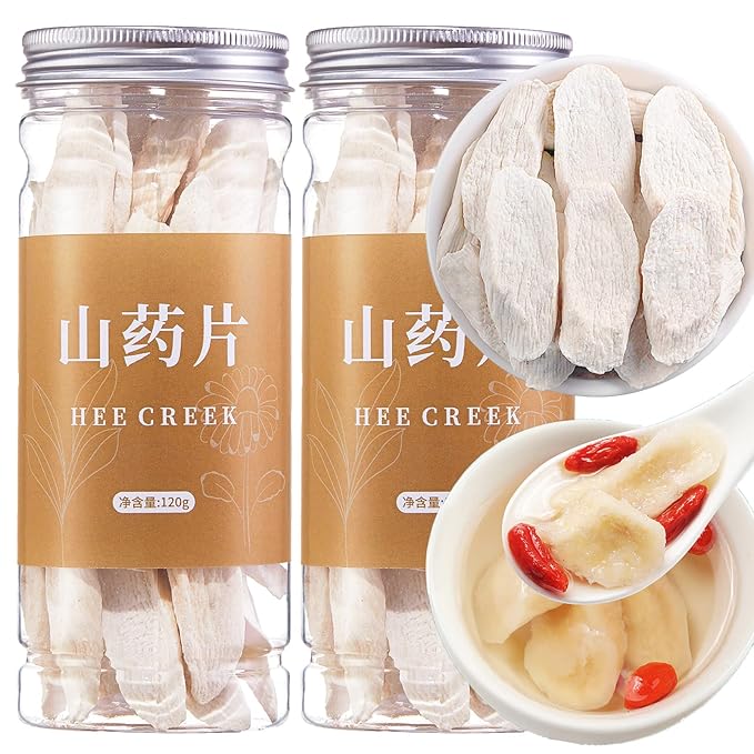 Hee Creek Dried Yam 240g/8.47oz Dried Iron Stick Yam Shan Yao Large Slices Cutting for Herbal Tea Congee Soup Porridge Rich in Nutrients Sulfur Free Pure Natural 铁棍山药 山药干 山药片 煮粥煲汤