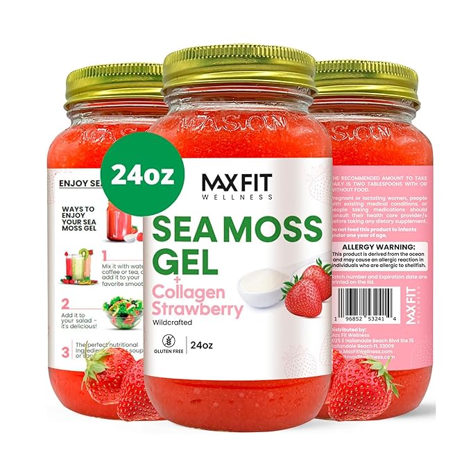 Sea Moss Gel Raw (24 Flavors) 24oz Wildсrafted Gold Sea Moss Gel from Saint Lucia | 92 Vitamins and Minerals | Pure Raw+Non-GMO