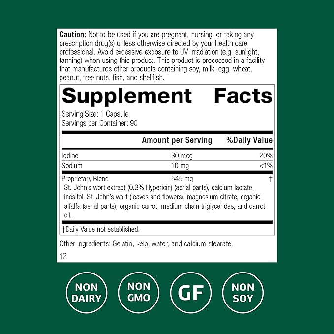 Standard Process St. John's Wort-IMT - Herbal Supplement for Sleep &amp Stress Relief - Supports Balance &amp Relaxation - Non-Dairy Non-Soy &amp Gluten-Free - 90 Capsules