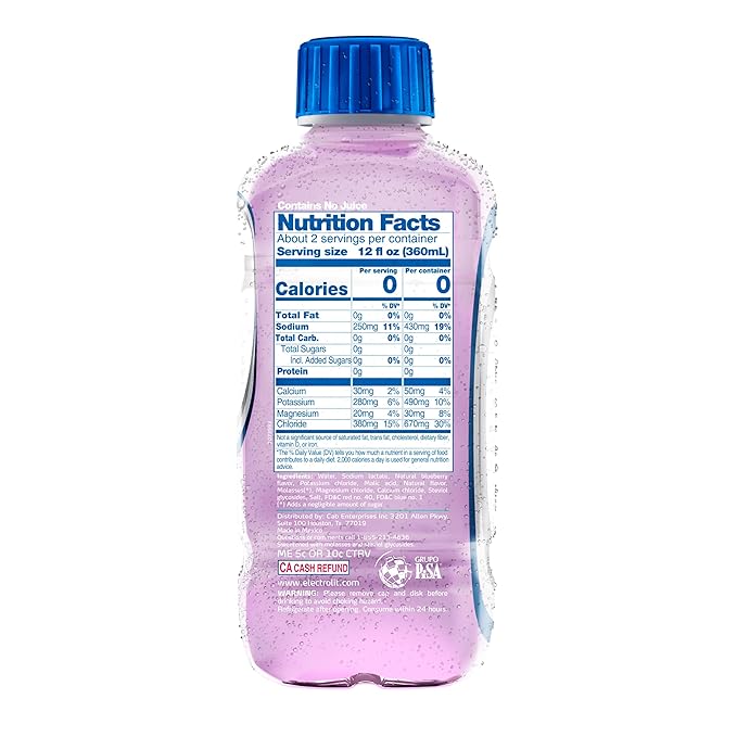 Electrolit Zero Electrolyte Beverage Berry Blast 21 Fl Oz bottle (Pack of 12)