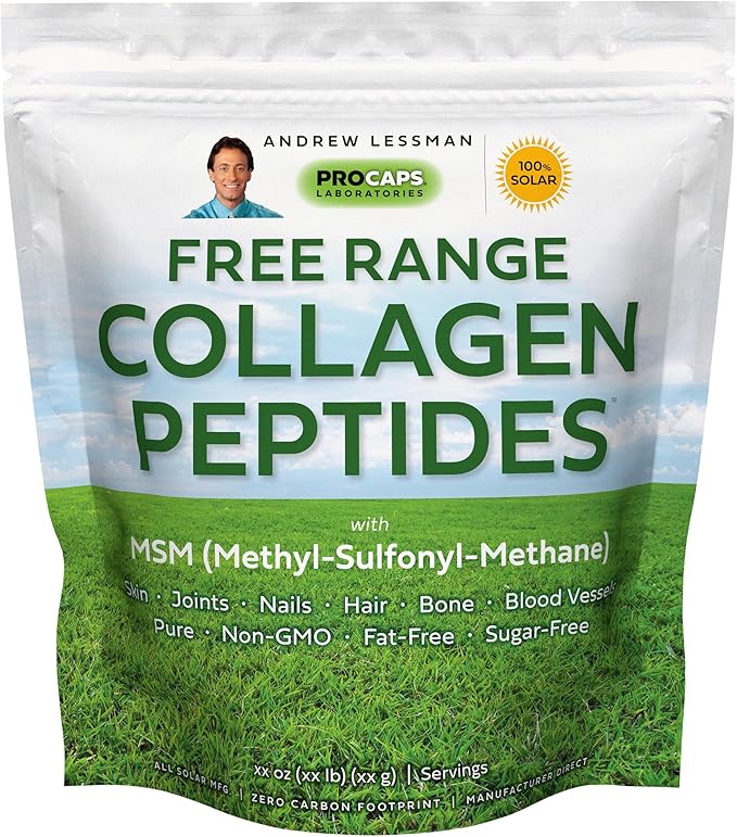ANDREW LESSMAN Free Range Collagen Peptides Powder 120 Servings - Supports Smooth Soft Skin Comfortable Joints. Pure. Super Soluble. Unflavored. No Sugar. No Additives.