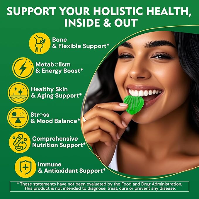 Moringa Gummies 1000mg + Spirulina Saffron Ashwagandha &amp Natural Astaxanthin 4 mg | Energy Mood Immune &amp Gut Health Green Superfood | Chewable Moringa Supplement for Women Men Sugar Free