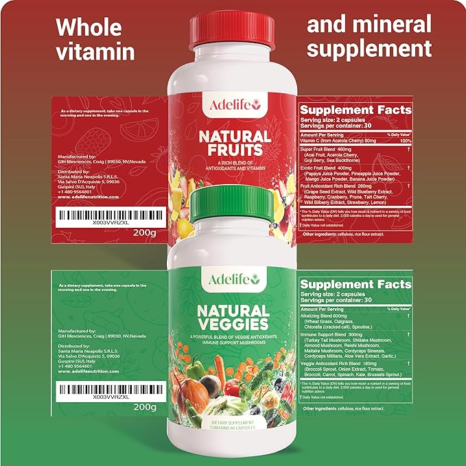 Fruit And Veggies Dietary Supplement Total 120 Capsules Earth Energy Fruits And Vegetables Daily Vitamins Super Fruits And Veggies Supplements Vegetable Supplements For AdultsMADE IN USA