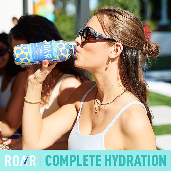ROAR Complete Hydration Organic - Electrolyte Drinks Loaded with Vitamins C B5 B12 - Non-GMO Gluten-Free - Blackberry Lemonade - 12 pc