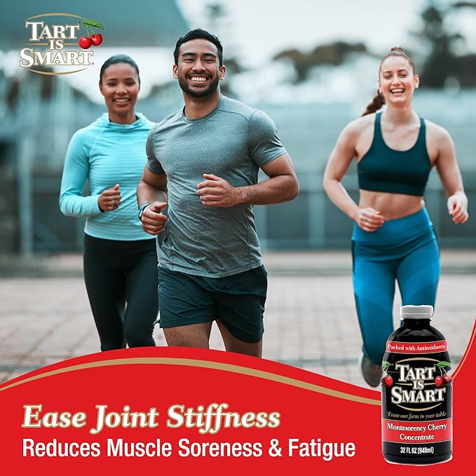 Tart is Smart Montmorency Tart Cherry Juice Concentrate Cherry Juice Bottle Beverage Rich in Antioxidants Ideal for Muscle Recovery and Sleep Support No-Added Sugar - 32 Ounce Bottle (Pack of 3)