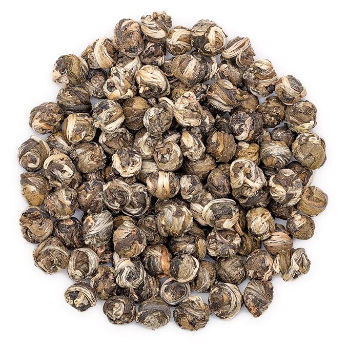 Oriarm 2025 Dragon Pearls Jasmine Green Tea - Chinese Jasmine Loose Leaf Tea Hand-Rolled Tea Balls 250g (8.8 oz) - Floral Aroma Smooth Taste - 2nd Grade
