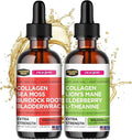 Collagen Mojo Liquid Collagen Peptides with Sea Moss Burdock Root &amp Bladderwrack + Liquid Collagen Peptides with Lions Mane Mushroom Elderberry &amp L-Theanine