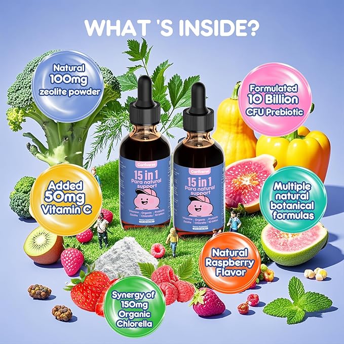 Parasite Cleanse for Humans &amp KidsParasite Cleanse for ChildrenZeolite Detox Liquid DropsCandida Cleanse &amp Wellness FormulaContains wormwood black walnut cloveChlorellaOregano4 Fl Oz