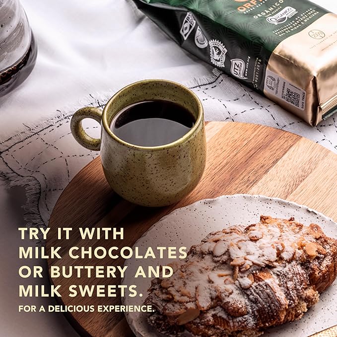 ORFEU - Special Ground Coffee - 100% Arabica Roasted &amp Ground Medium Roast - Chocolate and Caramel Sensory Notes - Velvety High Sweetness Medium Acidity - Organic 8.8 oz