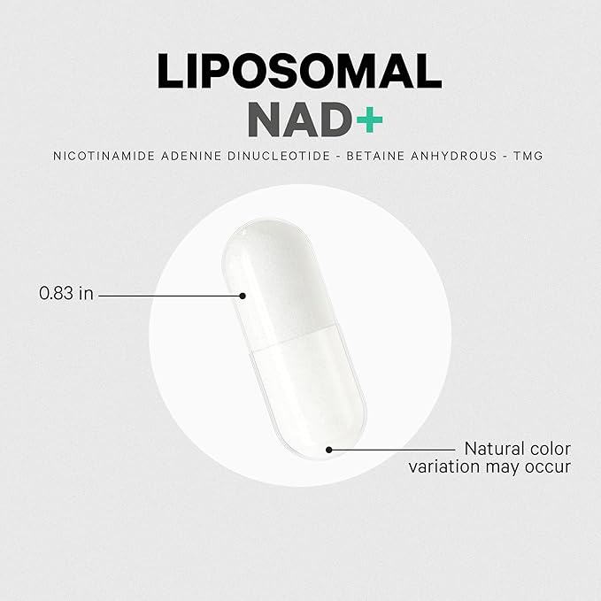 Codeage Liposomal NAD+ Supplement - NAD Nicotinamide Adenine Dinucleotide Coenzyme Pills - 500 mg NAD+ Per Serving &amp Betaine Anhydrous - Liposomal Delivery - Vegan Non-GMO Gluten-Free - 60 Capsu