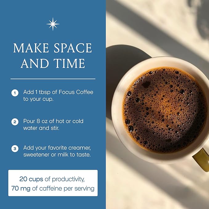 Mushroom Coffee 20 Cups of Focus Productivity &amp Clean Energy Instant Mushroom Coffee with Lions Mane Cordyceps and L-Theanine
