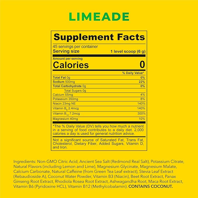 REDMOND Re-Lyte Energy Electrolyte Mix Limeade 8.9oz Jar