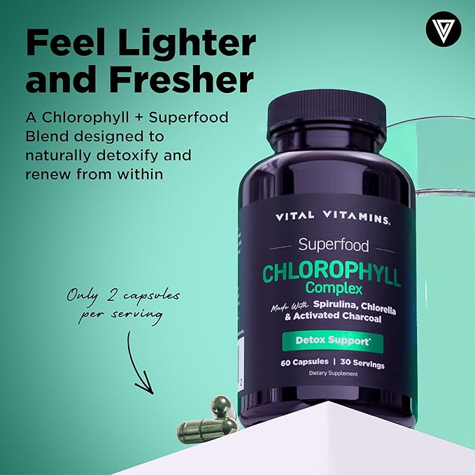 Vital Vitamins Multi Collagen Peptides Powder + Chlorophyll Complex Capsules