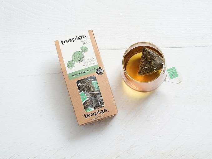 Teapigs Peppermint Leaves Tea Bags Made With Whole Tea Leaves Natural Ingredients Non-GMO Caffeine-Free – 90 Count (6 Packs of 15 Teabags)