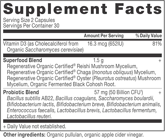 Ancient Nutrition Regenerative Organic Certified Probiotics for Menopause Support Probiotics Menopause Support Healthy Digestion and Women’s Health Support 50 Billion CFUs* Per Serving 60 Count