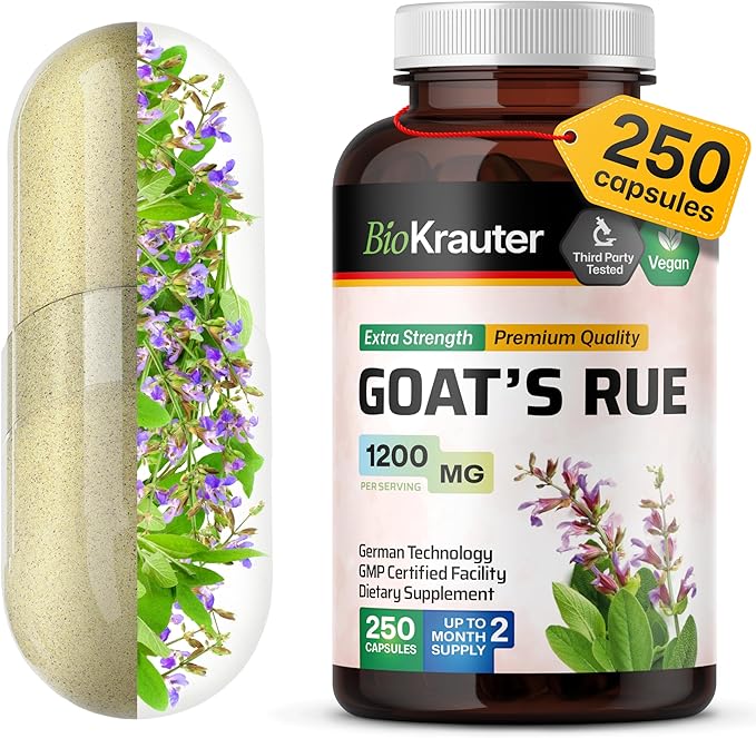BIO KRAUTER® Goats Rue for Breastfeeding - Pure Vegan Lactation Supplement - Goat’s Rue 250 Capsules 1200 mg per Serving - Natural Supplements for Women - No Fillers Non-GMO 62-Day Supply